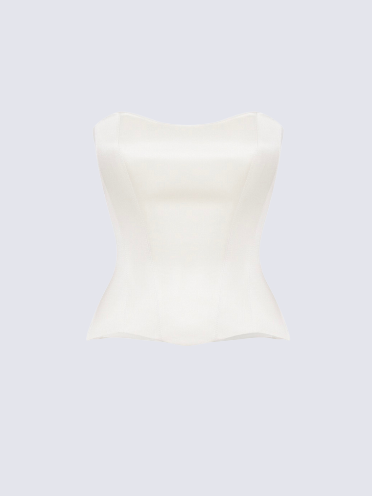 Precious Closet Satin Strapless Boned Corset Bridal Top