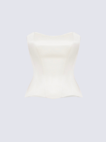 Precious Closet Satin Strapless Boned Corset Bridal Top