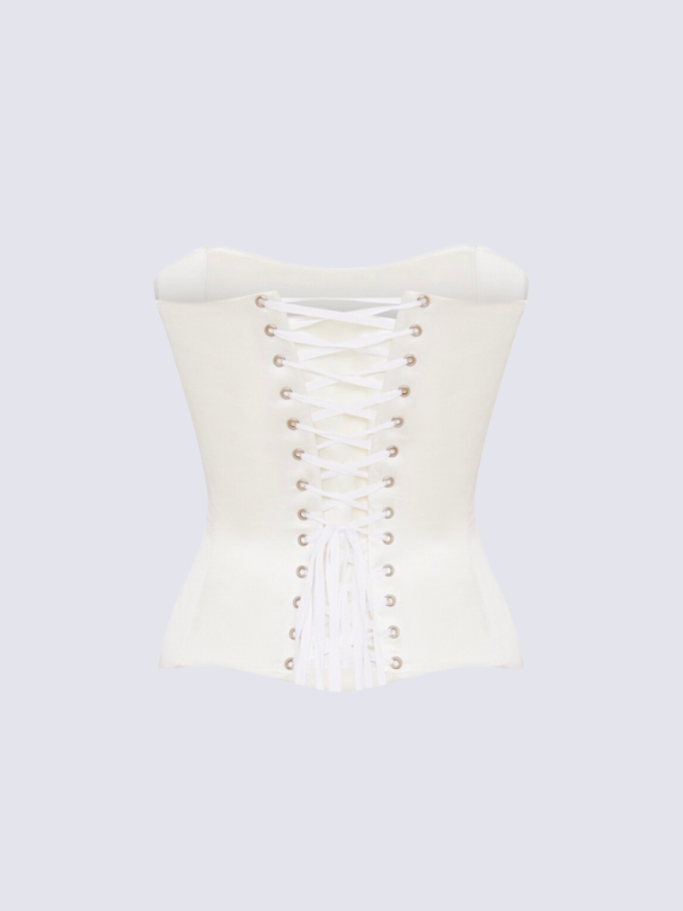 Precious Closet Satin Strapless Boned Corset Bridal Top