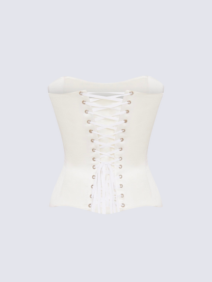 Precious Closet Satin Strapless Boned Corset Bridal Top