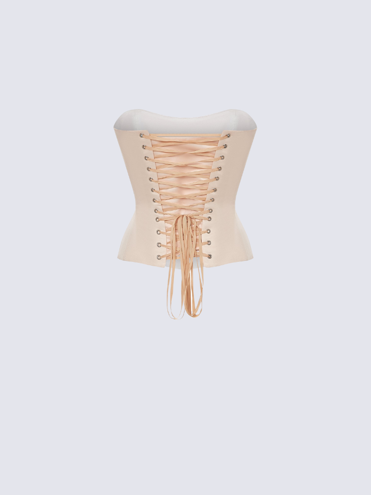 Precious Closet Satin Strapless Boned Corset Bridal Top