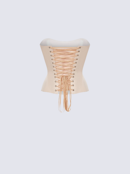 Precious Closet Satin Strapless Boned Corset Bridal Top