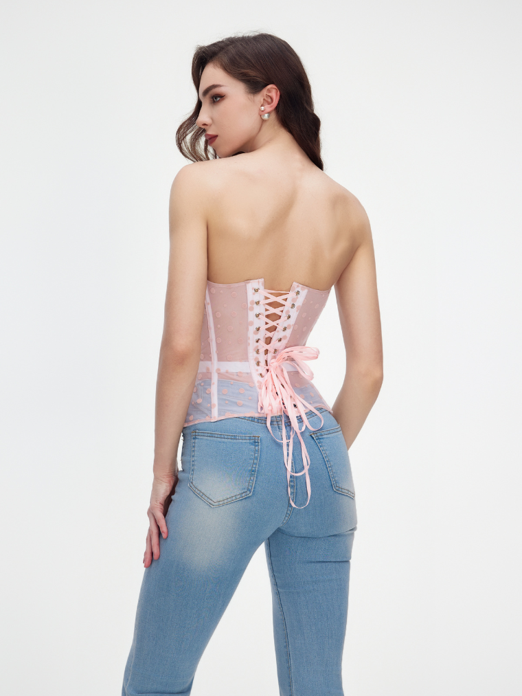 Precious Closet Pink Floral Embroidered Bustier Corset